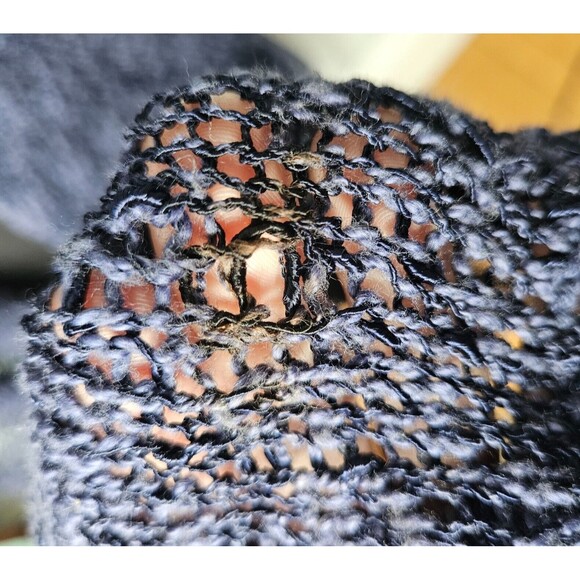 COLDWATER CREEK Knit Shawl Womens One Size Wrap Fringe Blue Poncho Boho Coverup - Picture 5 of 9